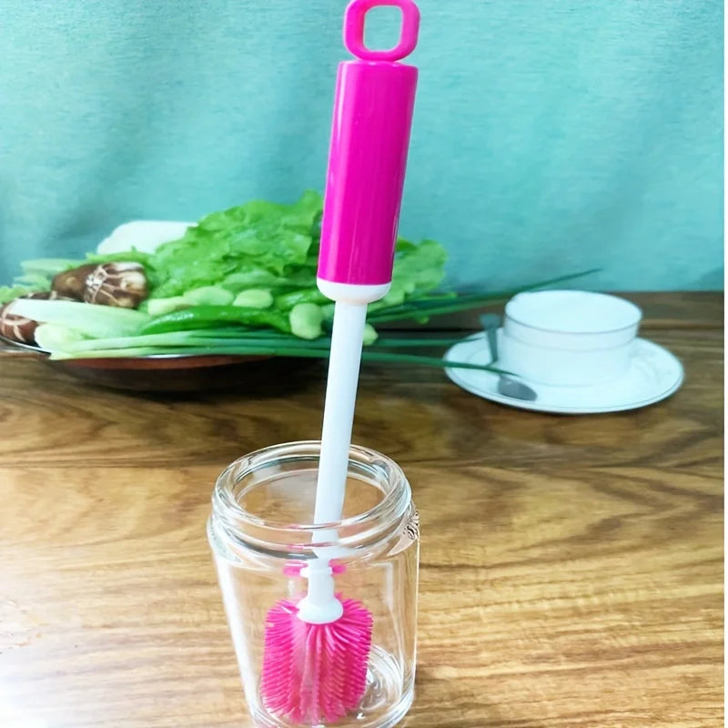 Silicone Cup Brush Long Handle 360 Rotating Cleaning Brush for Bottle Coffee Mug Narrow Jar Multi Purpose Home Kitchen Scrubber