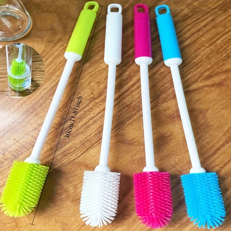 Silicone Cup Brush Long Handle 360 Rotating Cleaning Brush for Bottle Coffee Mug Narrow Jar Multi Purpose Home Kitchen Scrubber