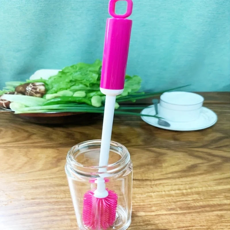 Silicone Cup Brush Long Handle 360 Rotating Cleaning Brush for Bottle Coffee Mug Narrow Jar Multi Purpose Home Kitchen Scrubber
